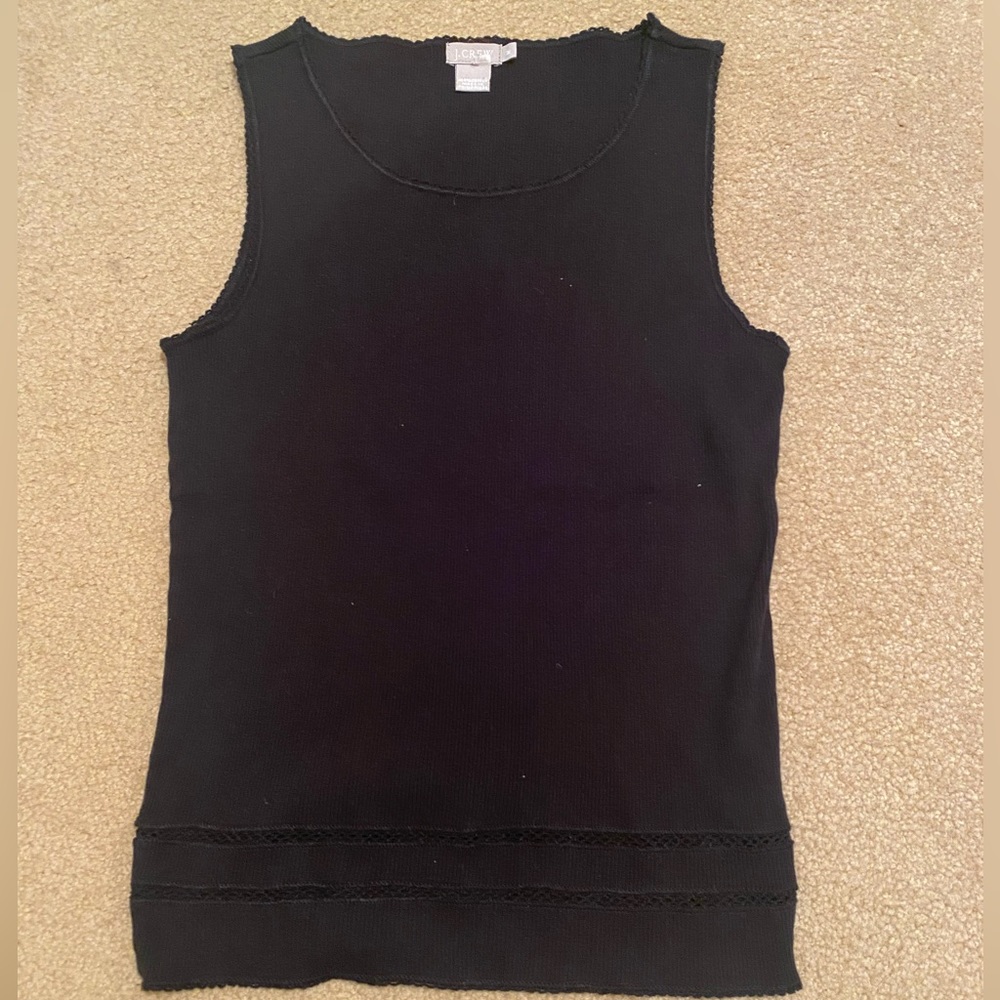JCrew Black Tank Top with Waist Detail Size M